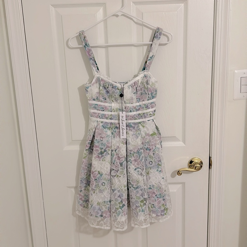 For Love And Lemons Loretta Lace Floral Mini Dress Ivory NWT Size XS - Picture 8 of 14